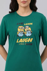Zivame Minions Knit Cotton Loungewear Top - Ulramarine Green — thumbnail 6